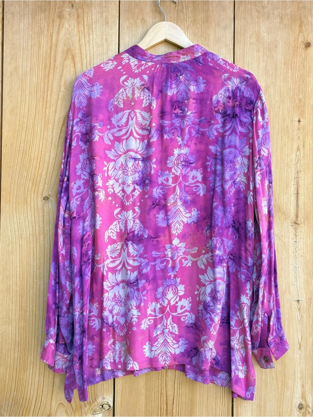 Soft Surroundings Purple Batik Button Up Top Sz 1X